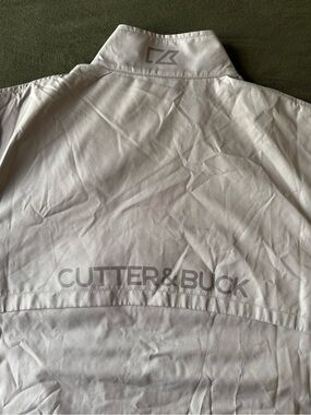 Cutter & Buck - Light Gray Men's Zip-Front Jacket with Striped Collar
